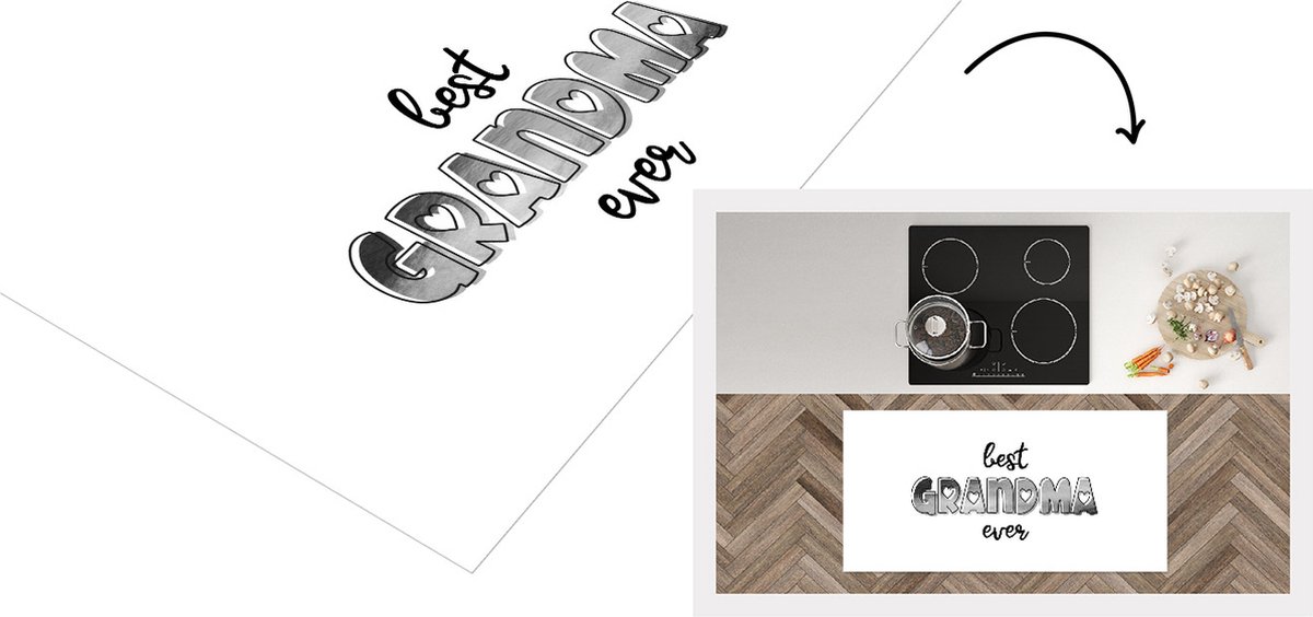 KitchenYeah Keukenloper - Loper keuken - Spreuken - Quotes Best Grandma Ever - Oma - Moederdag cadeautjes - zwart wit - 120x60 cm - Keukenloper vinyl Zwart; Wit