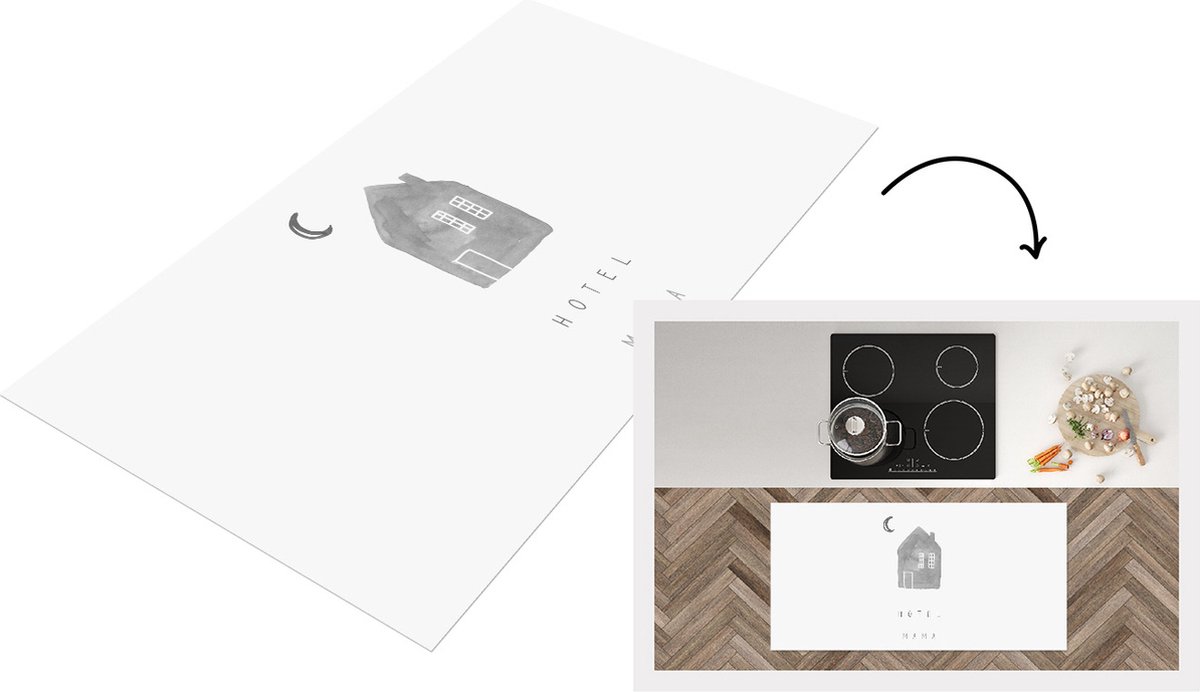 KitchenYeah Keukenloper - Loper keuken - Spreuken - Quotes Hotel Mama - Moederdag cadeautje - Moeder - zwart wit - 120x60 cm - Keukenloper vinyl Zwart; Wit