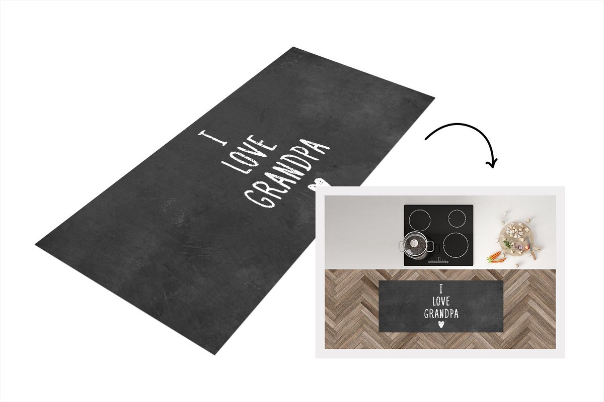 KitchenYeah Keukenloper - Loper keuken - Vaderdag - Cadeau opa - Spreuken - I love grandpa - Quote - 120x50 cm - Keukenloper vinyl Multicolor