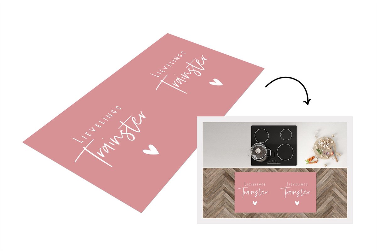 KitchenYeah Keukenloper - Loper keuken - Trainster - Hartje - Quotes - 120x60 cm - Keukenloper vinyl Multicolor