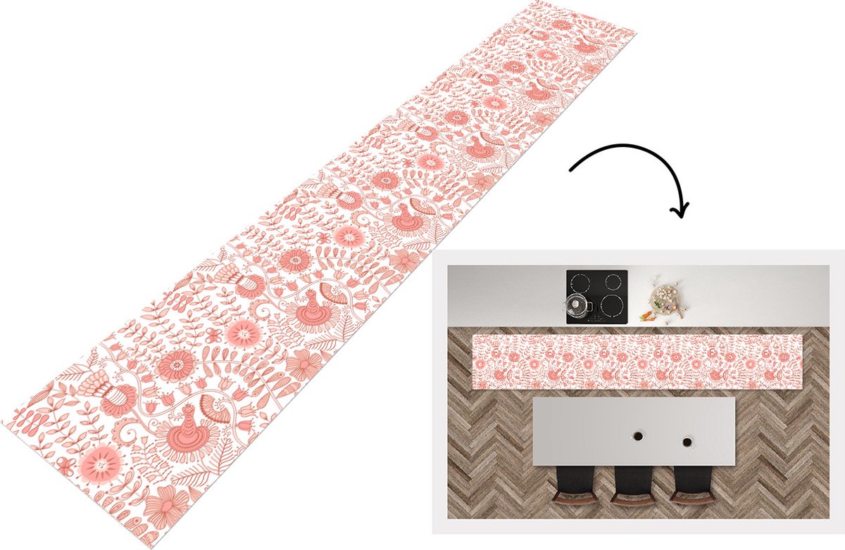 KitchenYeah Keukenloper - Loper keuken - Bloemen - Patronen - Pastel - 300x50 cm - Keukenloper vinyl Multicolor