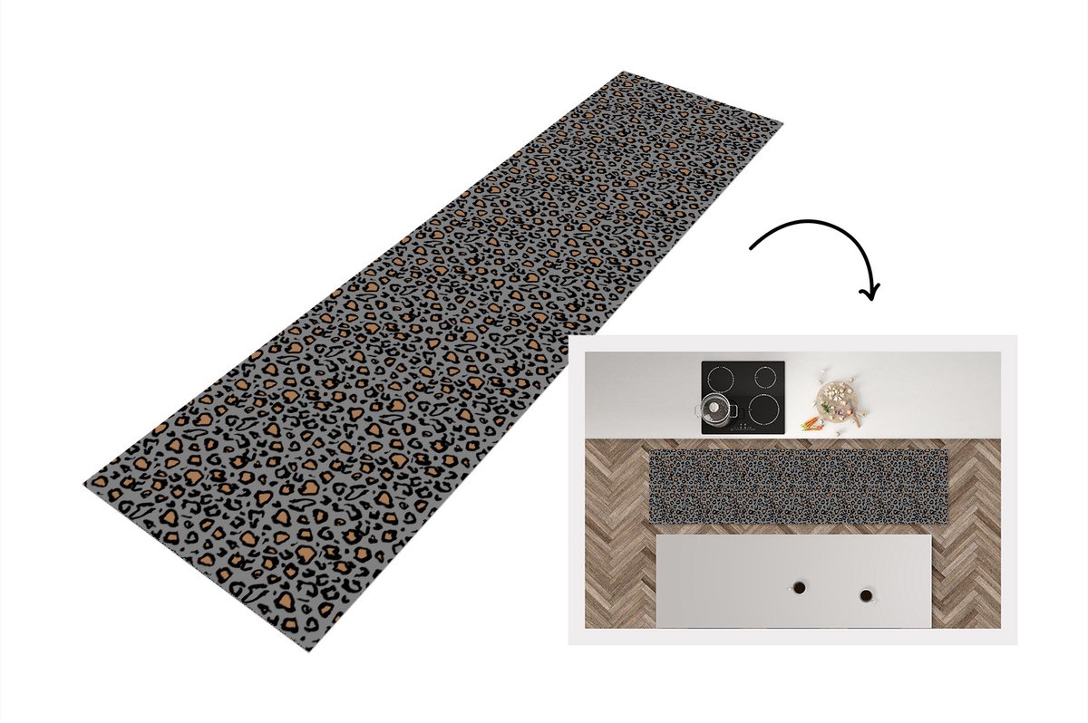 KitchenYeah Keukenloper - Loper keuken - Panter - Patronen - Dieren - 200x50 cm - Keukenloper vinyl Multicolor