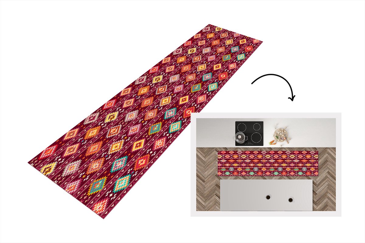 KitchenYeah Keukenloper - Loper keuken - Patroon - Native American - Amerika - Keukenloper vinyl multicolor, foto 5