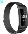 MY PROTECT® Milanese Loop Armband Voor Fitbit Charge 3 / Charge 4 Horloge Bandje - Metalen Milanees Fitbit Bandje - Magneet Sluiting - Zwart