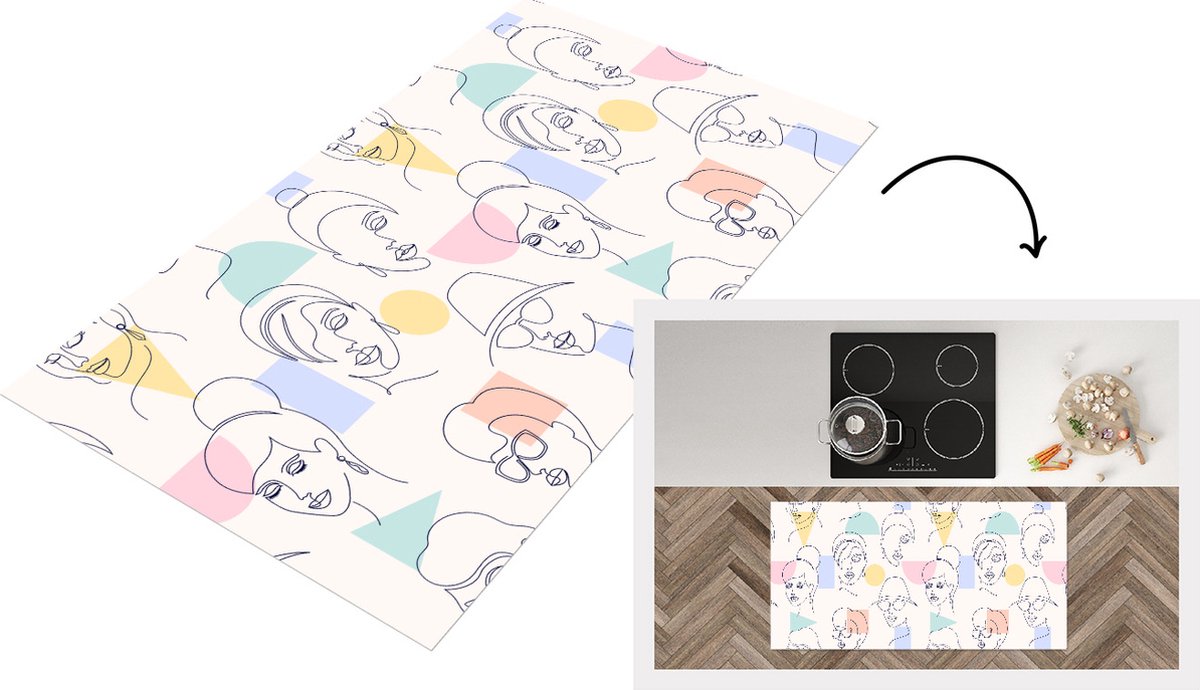 KitchenYeah Keukenloper - Loper keuken - Meisje - Vrouwen - Patronen - Pastel - Keukenloper vinyl multicolor, foto 3
