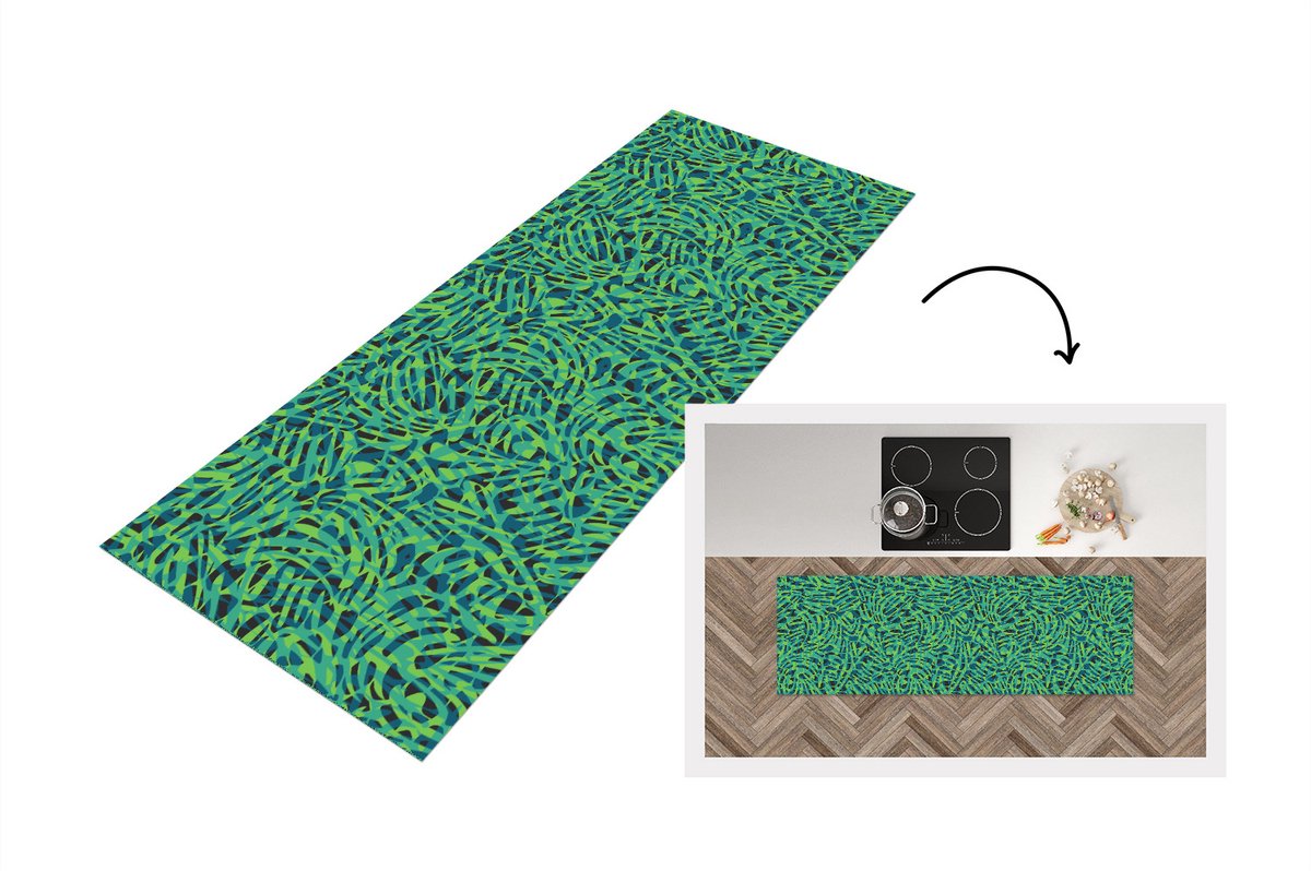 KitchenYeah Keukenloper - Loper keuken - Jungle - Dieren - Patroon - 180x60 cm - Keukenloper vinyl Multicolor
