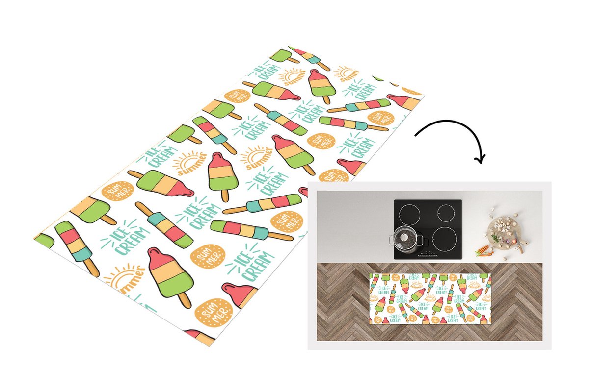 KitchenYeah Keukenloper - Loper keuken - IJsjes - Zomer - Patronen - Keukenloper vinyl Multicolor