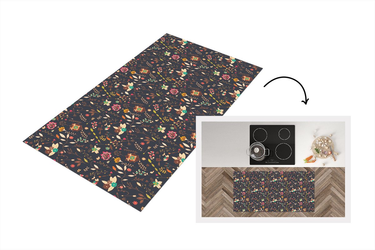 KitchenYeah Keukenloper - Loper keuken - Patroon - Zomer - Bloemen - Keukenloper vinyl multicolor, foto 2