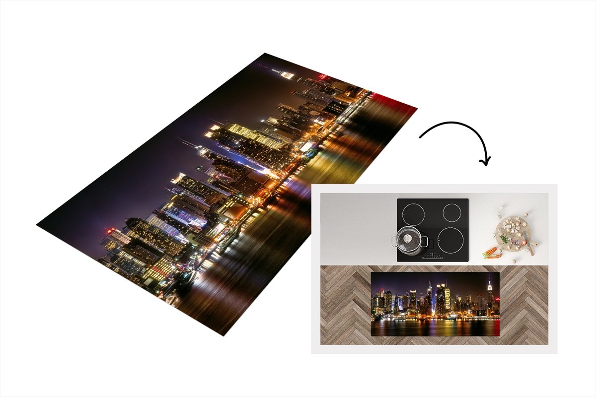 KitchenYeah Keukenloper - Loper keuken - New York - Manhattan - Skyline - 120x60 cm - Keukenloper vinyl Multicolor
