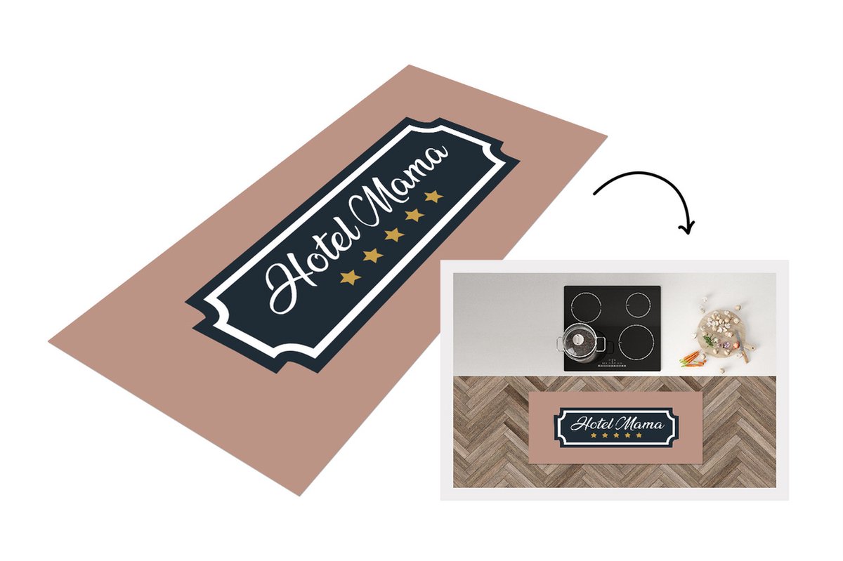KitchenYeah Keukenloper - Loper keuken - Spreuken - Hotel mama - Quotes - Moeder - 120x50 cm - Keukenloper vinyl Multicolor