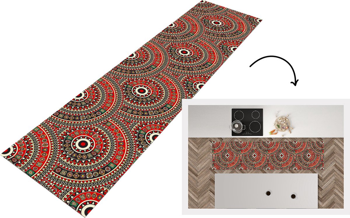 KitchenYeah Keukenloper - Loper keuken - Patronen - Mandala - Australië - 240x60 cm - Keukenloper vinyl Multicolor