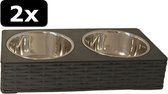2x DINNERSET WICKER RVS ZWART 30CM