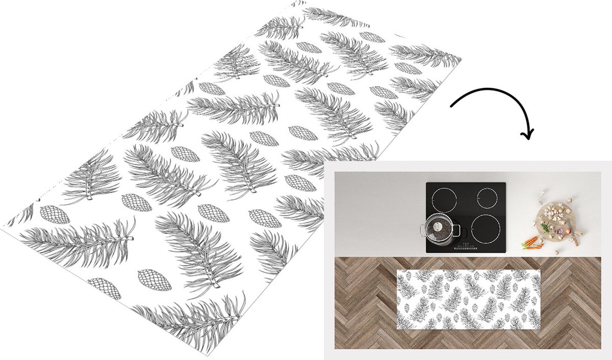 KitchenYeah Keukenloper - Loper keuken - Dennenappels - Kerstmis - Patronen - Natuur - Patronen - 120x50 cm - Keukenloper vinyl Multicolor