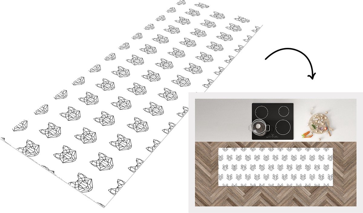 KitchenYeah Keukenloper - Loper keuken - Vos - Patroon - Vormen - 150x50 cm - Keukenloper vinyl Multicolor