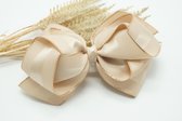 Grosgrain luxe haarstrik - Kleur Taupe - Haarstrik  - Glitter haarstrik – Babyshower - Bows and Flowers