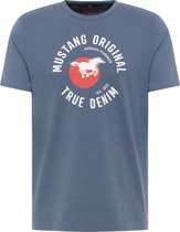 Mustang T-shirt grijs-blauw met logo - maat M