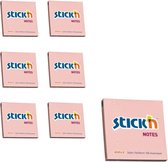 Stick'n sticky notes - 6-pack - 76x76mm, pastel roze, 100 memoblaadjes per blok