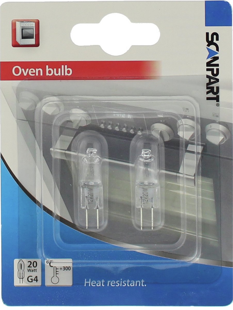 Scanpart ovenlamp G4 - 20W - Halogeen - 300 graden - 2 stuks
