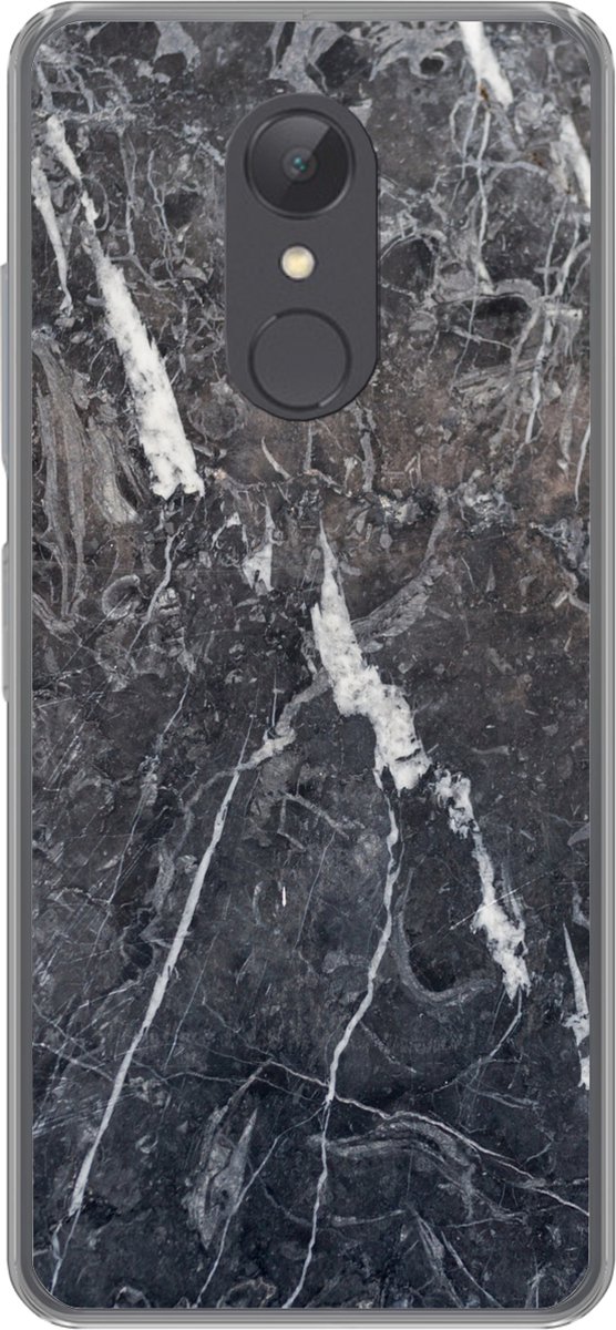 Telefoonhoesje Geschikt voor Xiaomi Geschikt voor Redmi 5 hoesje - Marmer print - Grijs - Wit - Siliconen Telefoonhoesje Telefoonhoesje