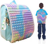AO®️Fidget Pop On It Backpack for School, Rainbow Pop Bubble Fidget Backpack Kinderrugzak Schooltas Rugzak -blauw