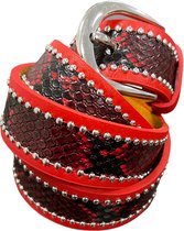 Riem binnenkant leer - snake motief - studs