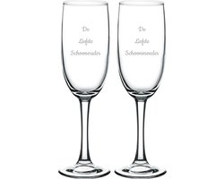 Gegraveerde Champagneglas 16,5cl De Liefste Schoonvader-De Liefste Schoonmoeder
