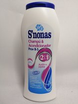 2 in 1 - Shampoo en Conditioner - Met Jojobaolie - Met Vitamine B5 - 300 ml - Voordeelverpakking 6 x 300 ml