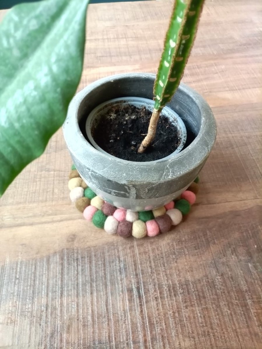 Floz Design vilten onderzetter - set van 2 - onderzetter voor pan of bloempot - aardetinten - fairtrade — cadeau in Wonen & Interieur - foto 2