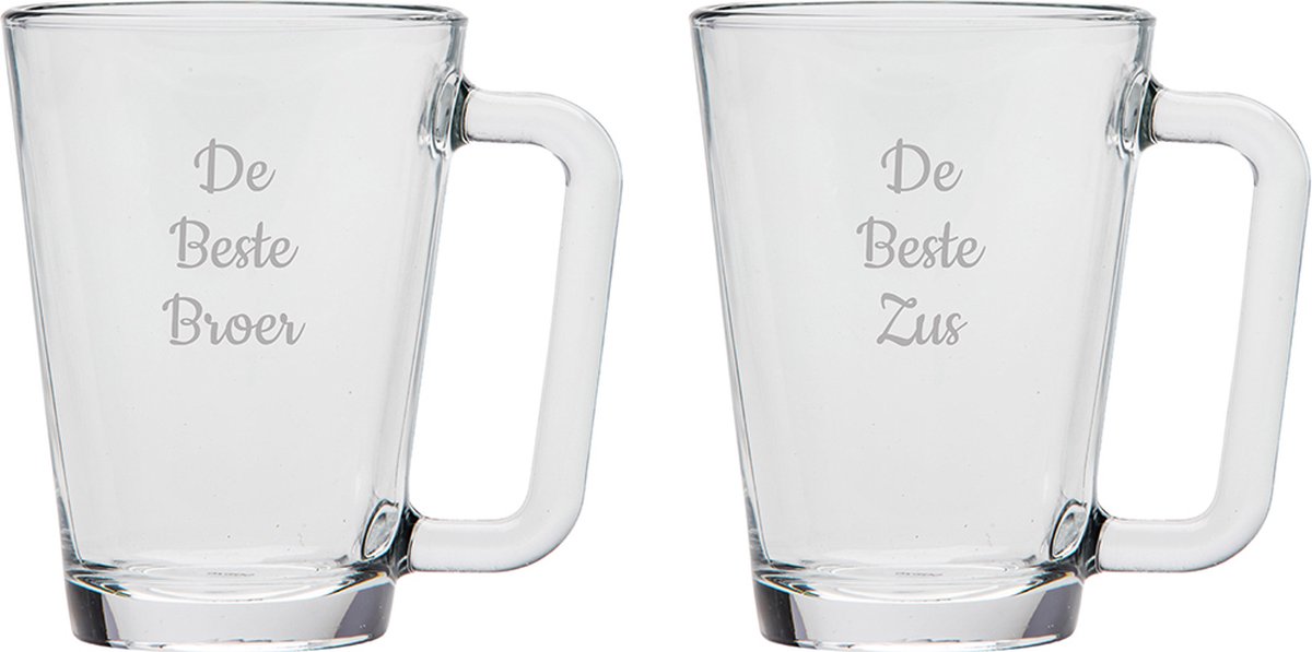 Gegraveerde theeglas 26cl De Beste Broer- De Beste Zus
