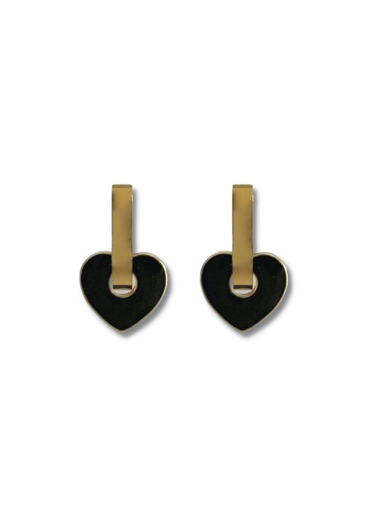 Zatthu Jewelry - N22RSVJ421 - Imma oorringen met hartje hanger zwart