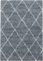 Tapis de salon Shaggy Motif de diamant Poil souple couleur Gris