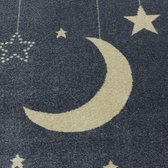 Tapis pour enfants à poil ras Motif de étoilé nuage lune Jaune