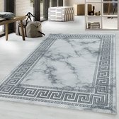 Laagpolig design vloerkleed Woonkamer vloerkleed Marble Pattern Antique Silver Border