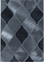 Design vloerkleed voor woonkamer Laagpolig vloerkleed Rond patroon Grid Soft pool Zwart