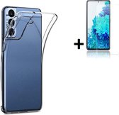 Samsung Galaxy S22 Hoesje - Samsung Galaxy S22 Screenprotector - Samsung S22 Hoesje Transparant Siliconen Case + Screenprotector