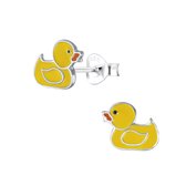 Joy|S - Zilveren eend oorbellen - geel - 9 x 7 mm