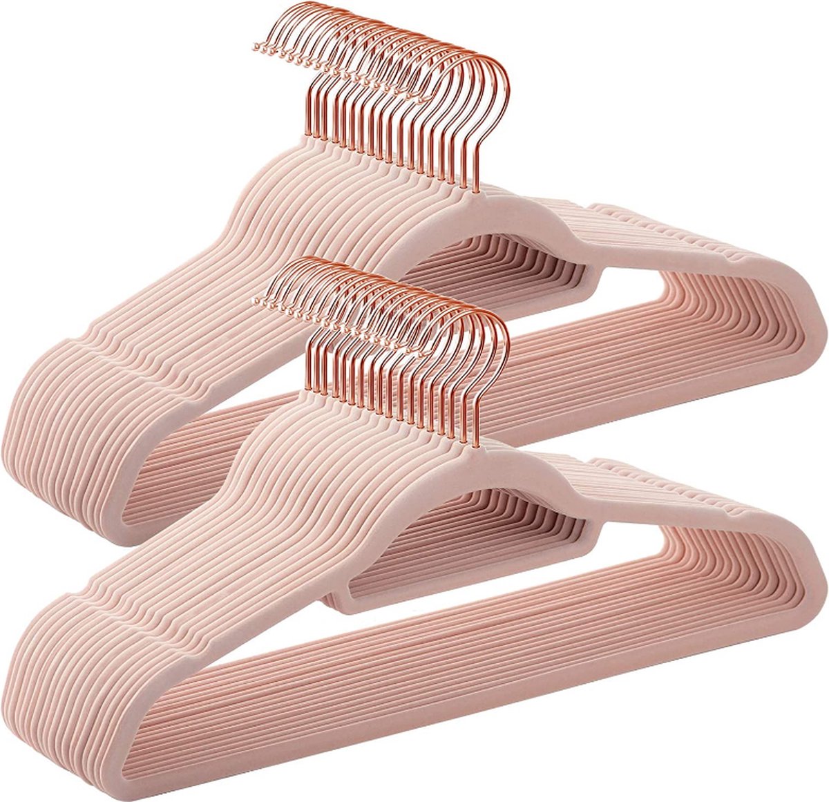 MIRA Home - Fluwelen Kleerhanger- Jashanger - Roze/goud - 45 x 0,6 x 23,5 cm