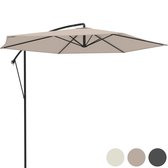 LifeGoods Zweefparasol - tot 8 Personen - Ø300cm - Waterdicht - met Hoes en Kruisvoet - Tuin of Strand - Taupe