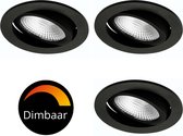 Proventa® DimToWarm LED Spots Spots encastrés noir pour salle de bain - Dimmable & Inclinable - 3 Spots plafond