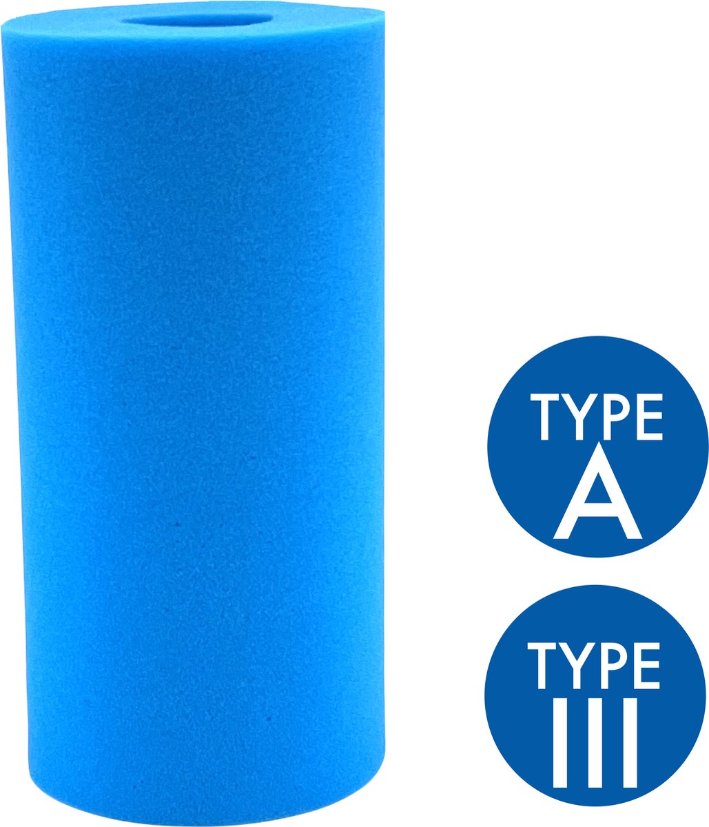 1x Zwembad Filter Cartridge - Uitwasbaar - 4x Duurzamer - Geschikt voor Intex Type A & Bestway Type III - Foam Filter voor Zwembad Onderhoud - Zwembadfilter Cartridge