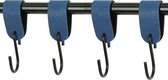 4x Leren S-haak hangers - Handles and more® | BLAUW - maat M (Leren S-haken - S haken - handdoekkaakje - kapstokhaak - ophanghaken)