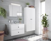 Badkamermeubelset meubel landelijke stijl wit hoogglans incl. keramische wastafel en spiegelkast, B/H/D: ca. 166/200/46 cm