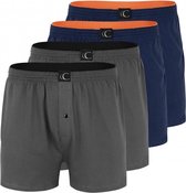 Clark Crown Wijde Boxershorts Heren 4-Pack Classics Multipack - L - Navy - Grijs