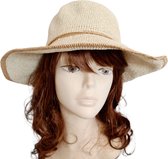 Zonnehoed Dames Creme Beige- HANDMADE-Elegante Hoed Riet  | Strohoed Beige - Hoed UV bescherming - One size Verstelbaar  - 56-58 cm