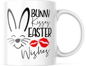 Paas Mok Bunny kisses easter wishes | Paas cadeau | Pasen | Paasdecoratie | Pasen Decoratie | Grappige Cadeaus | Koffiemok | Koffiebeker | Theemok | Theebeker