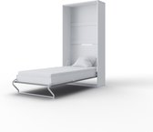 Maxima House - INVENTO 03 Elegance - Verticaal Vouwbed - Logeerbed - Opklapbed - Bedkast - Wit / Hoogglans Grijs - 200x90 cm