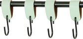 4x Leren S-haak hangers - Handles and more® | MINT - maat L (Leren S-haken - S haken - handdoekkaakje - kapstokhaak - ophanghaken)