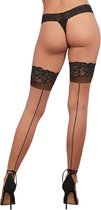 Cuban Heel Top Thigh High - OS - Nude-Black - Maat  OS  - Hosiery