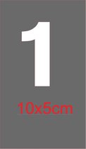 Cijfersticker plakcijfer huisnummersticker containersticker WIT 10x5cm Nummer 1