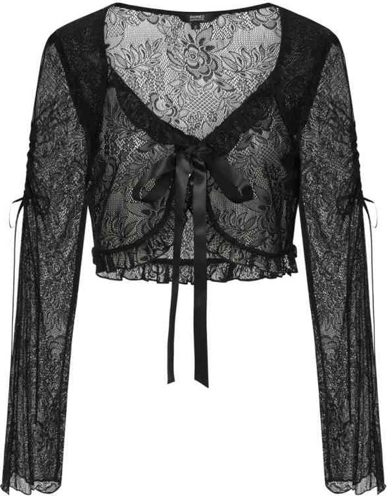 Banned - MORTICIA LACE Longsleeve top - 2XL - Zwart